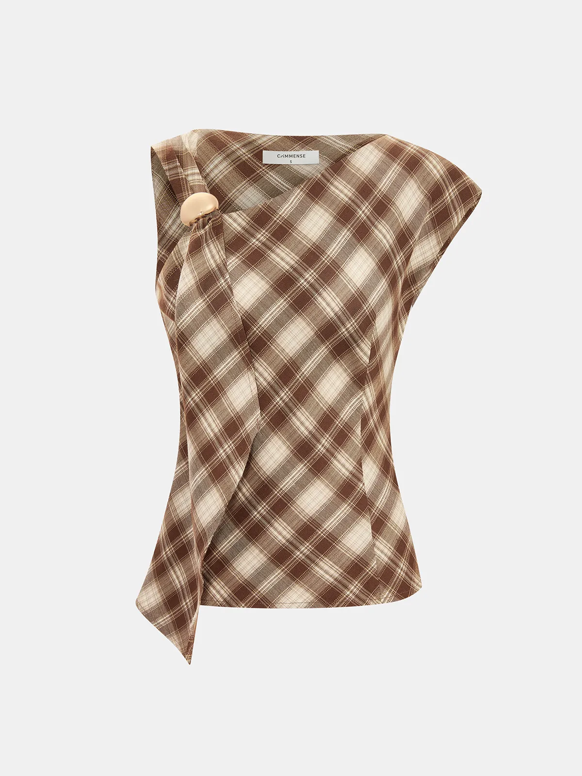 Plaid Asymmetric Top & Wrap Skirt Set sold by COMMENSE product image thumbnail 2