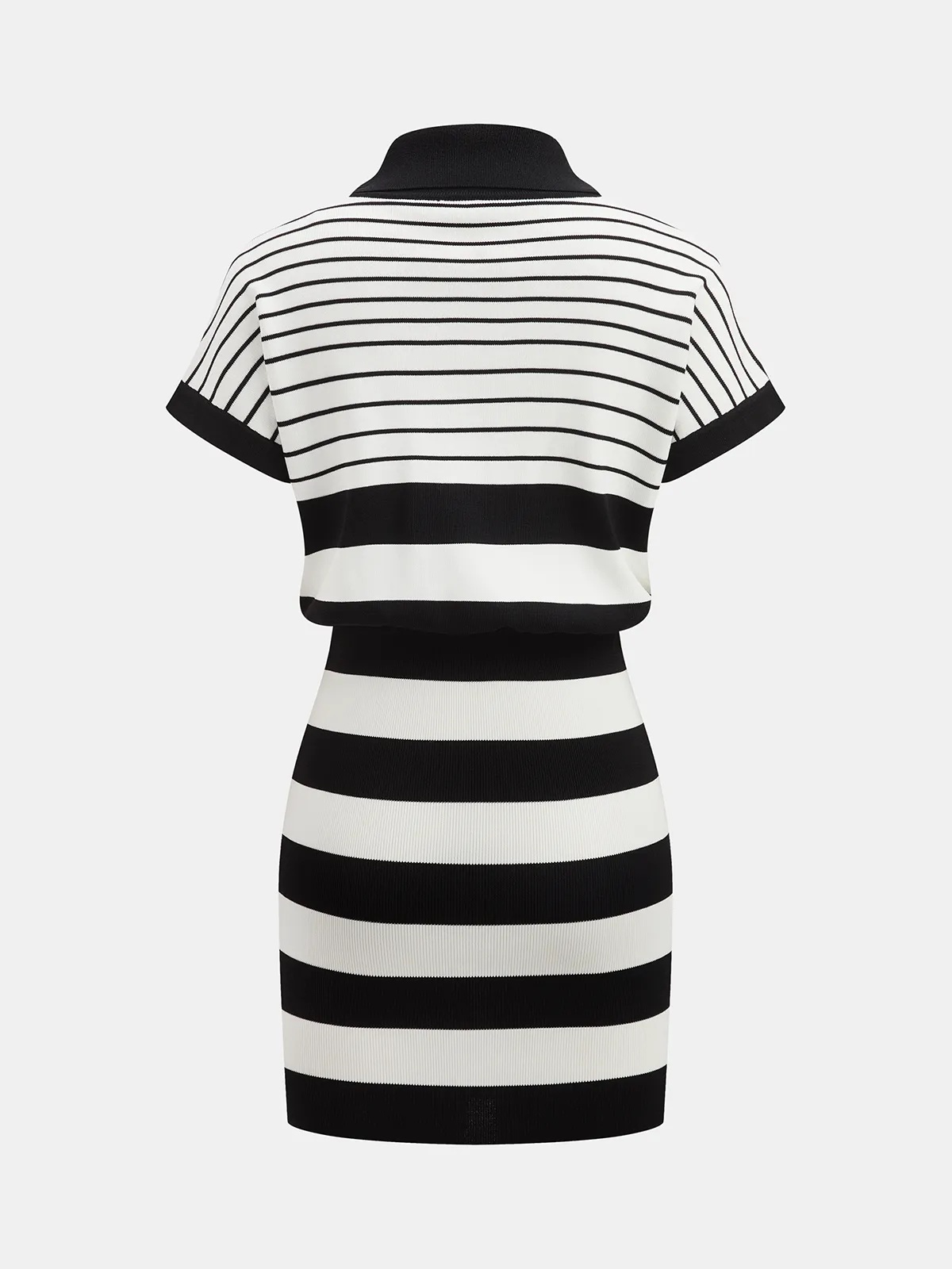 Striped Polo Short Sleeve Bodycon Sweater Dress sold by COMMENSE product image thumbnail 2