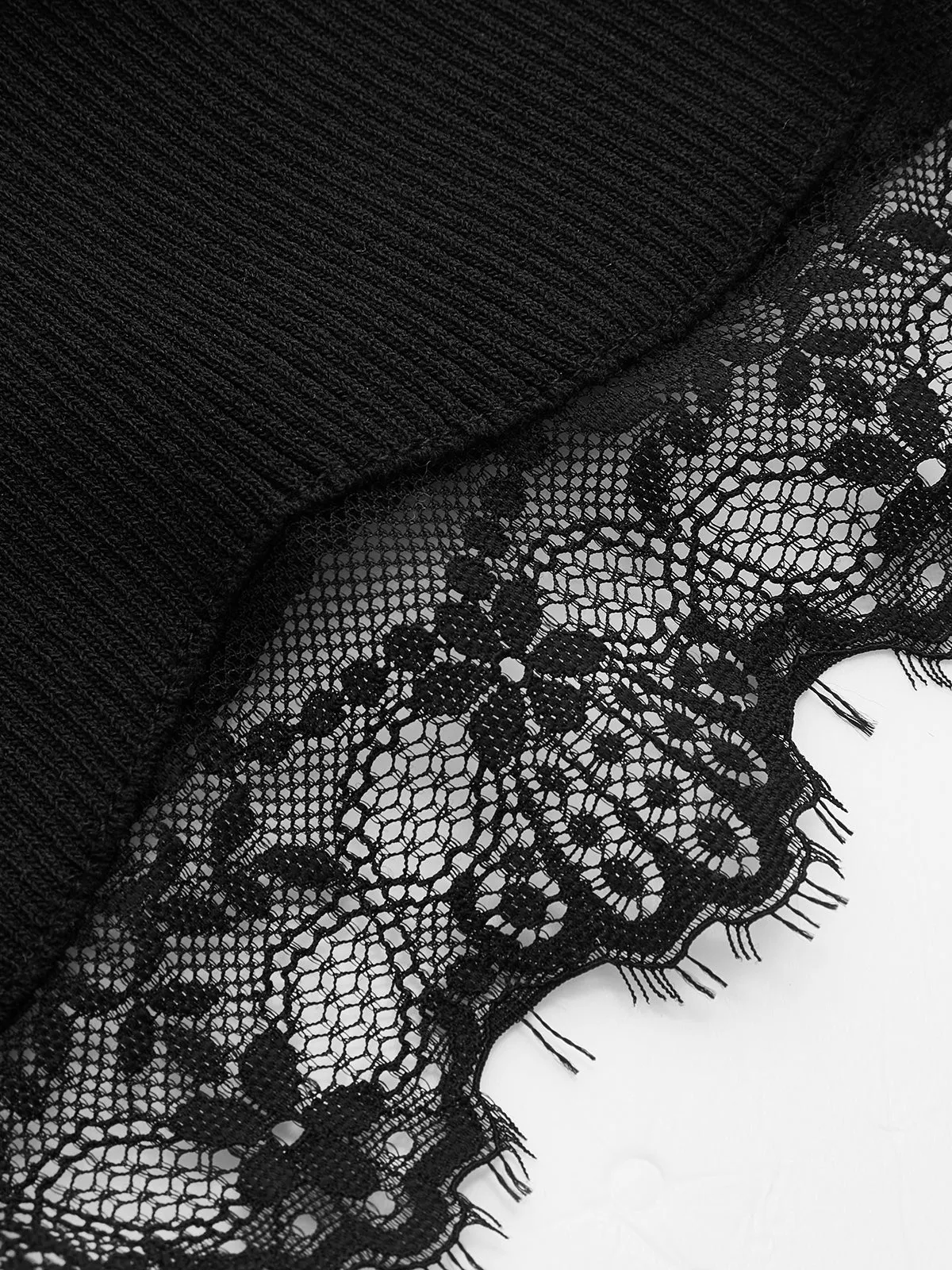 Lace Trim Button Front Ribbed Knit Top sold by COMMENSE product image thumbnail 4