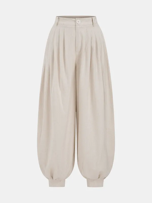 Linen-Blend Pleated Balloon Pants made by COMMENSE