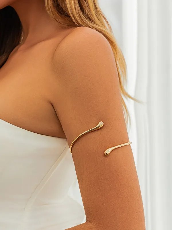 Minimalist Teardrop Open Upper Arm Cuff made by COMMENSE