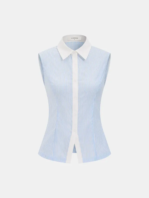 Striped Sleeveless Shirt made by COMMENSE