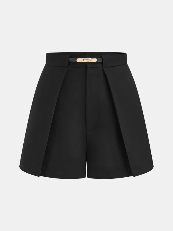 Mid-Waist Belted Casual Shorts made by COMMENSE