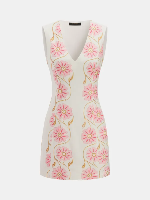 Cotton Linen Sleeveless Floral Mini Dress made by COMMENSE