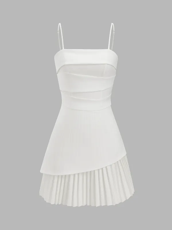 Pleated Hem Asymmetrical Cami Mini Dress made by COMMENSE