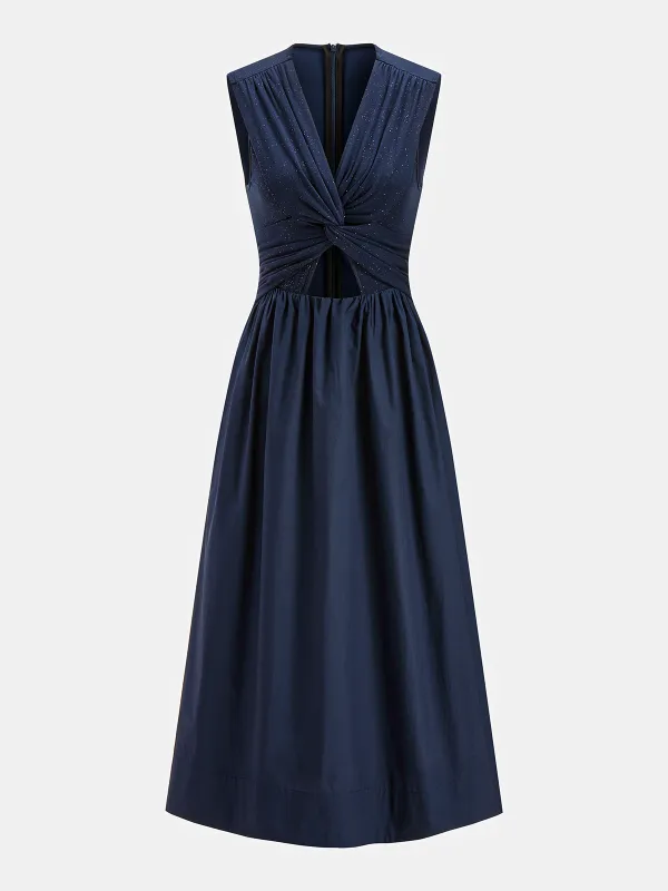 Twist Cutout Sleeveless Glitter Midi Dress made by COMMENSE