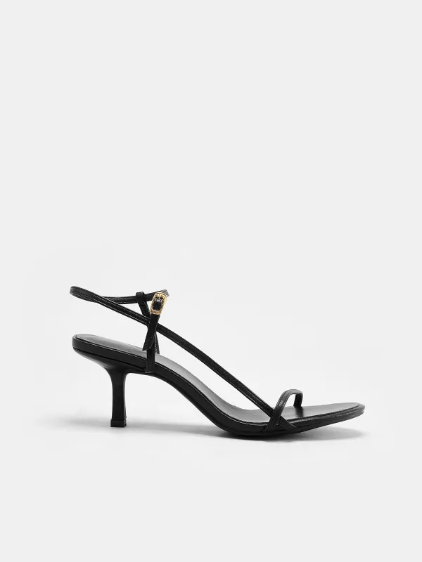Leather Strappy Slingback Kitten Heel Sandals made by COMMENSE