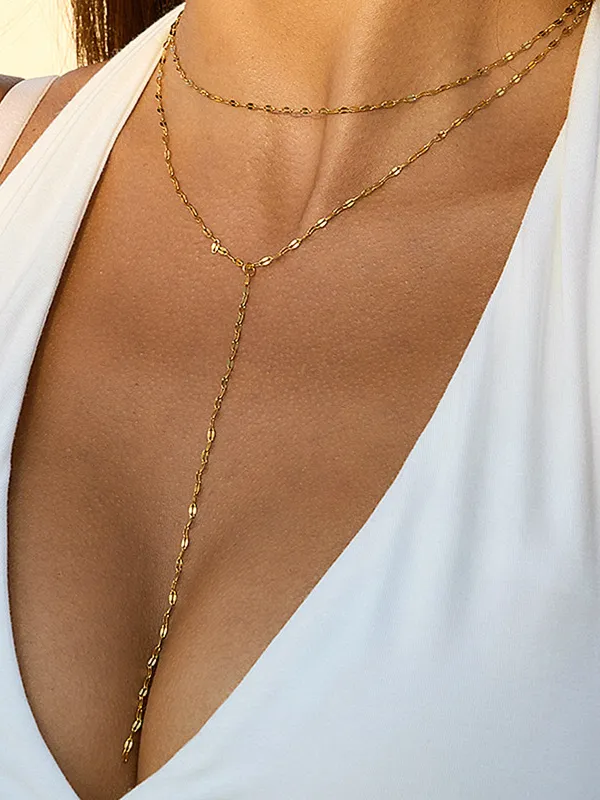 Double Layer Y-Drop Lariat Necklace made by COMMENSE