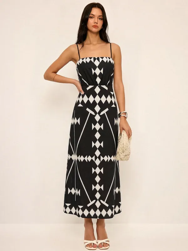 Geometric Print Cami Maxi Dress made by COMMENSE