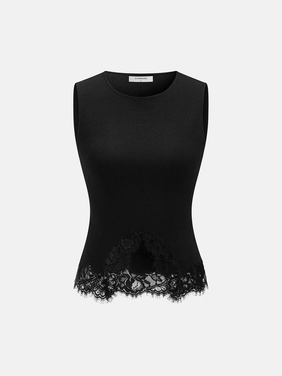 Lace Trim Fitted Ribbed Knit Tank Top sold by COMMENSE product image thumbnail 2