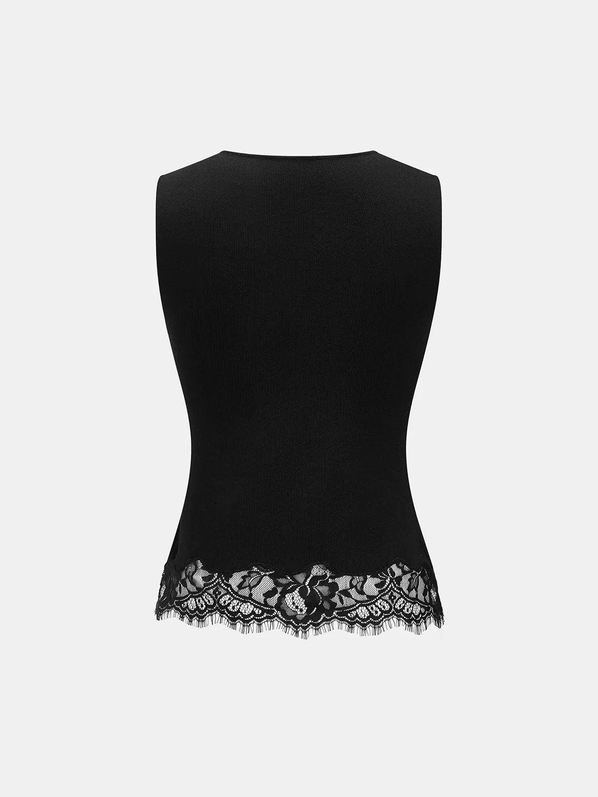 Lace Trim Fitted Ribbed Knit Tank Top sold by COMMENSE product image thumbnail 3