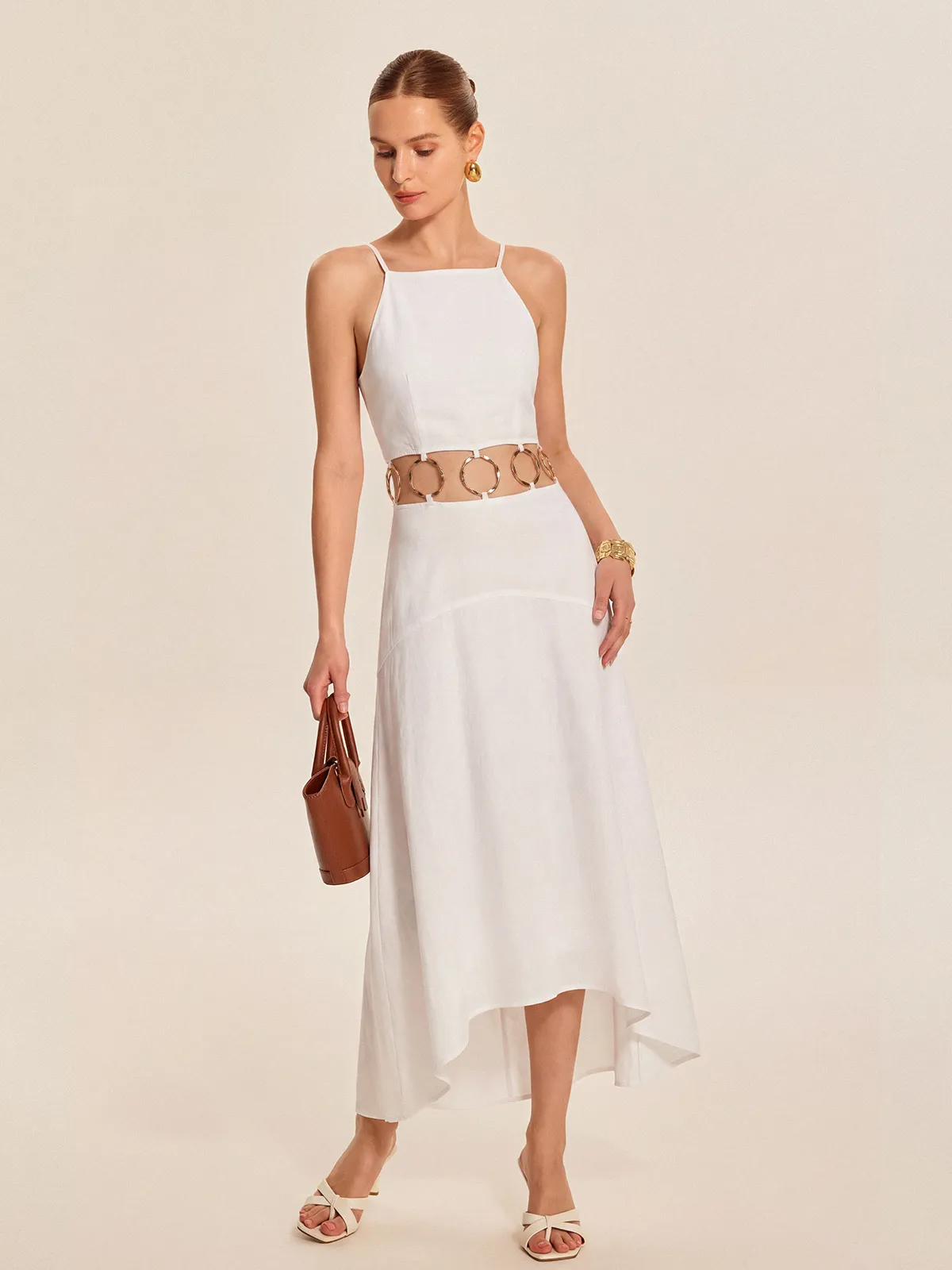 Ring Detail Cut-Out Cami Maxi Dress sold by COMMENSE