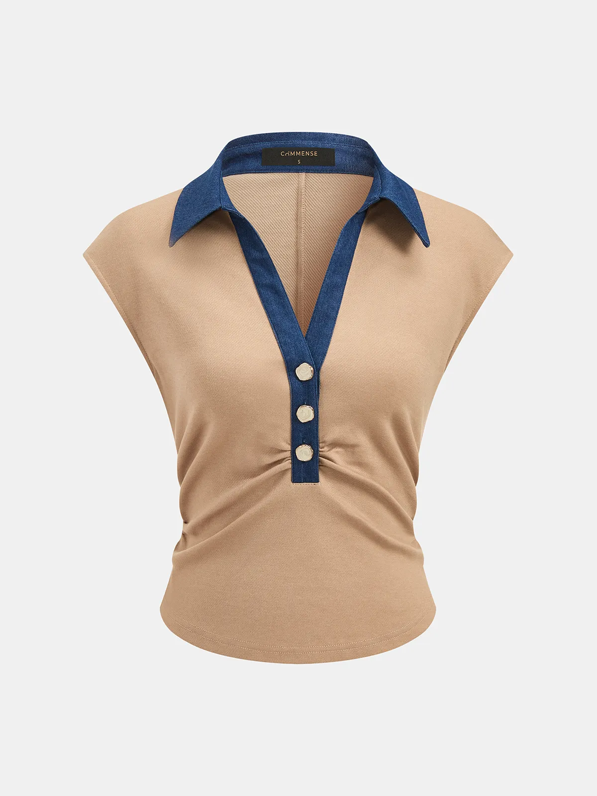 Denim Panel Sleeveless Knit Top & Pants Set sold by COMMENSE product image thumbnail 2