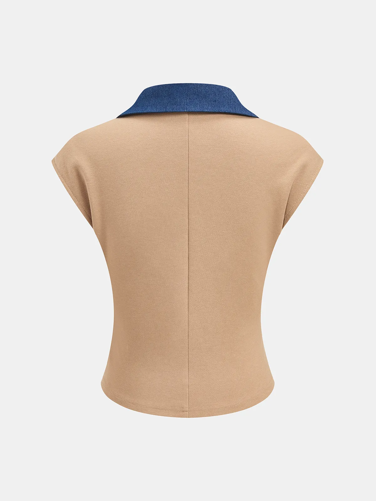 Denim Panel Sleeveless Knit Top & Pants Set sold by COMMENSE product image thumbnail 3