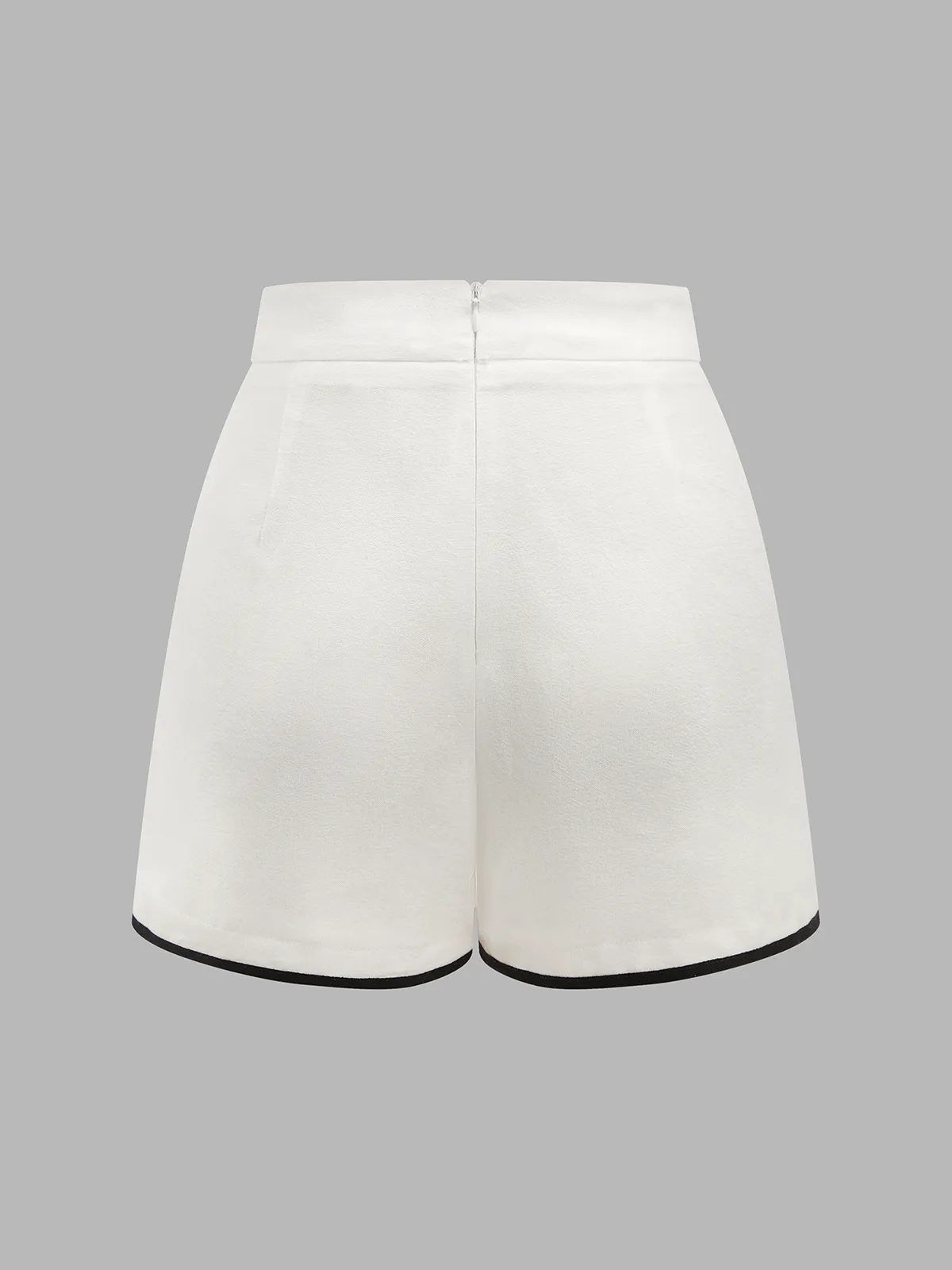 Contrast Trim Cotton Linen Tie-Waist Shorts sold by COMMENSE product image thumbnail 2