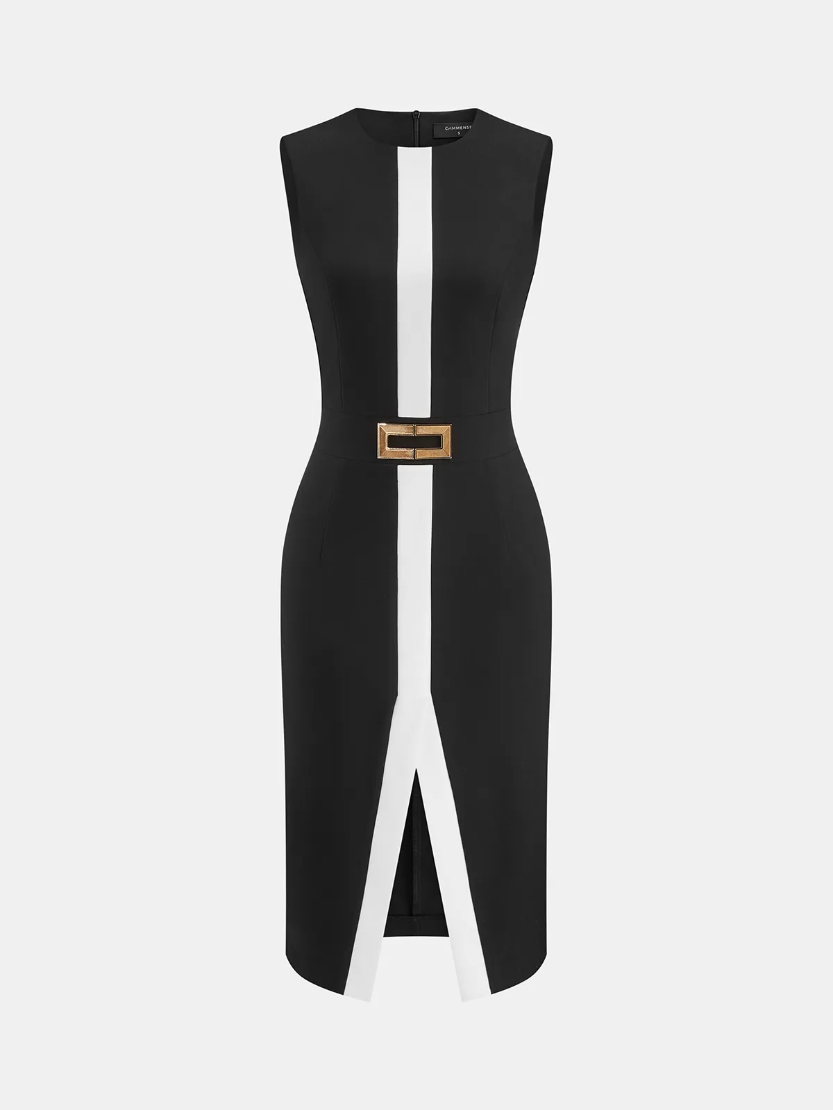 Sleeveless Metal Detail Bodycon Midi Dress sold by COMMENSE