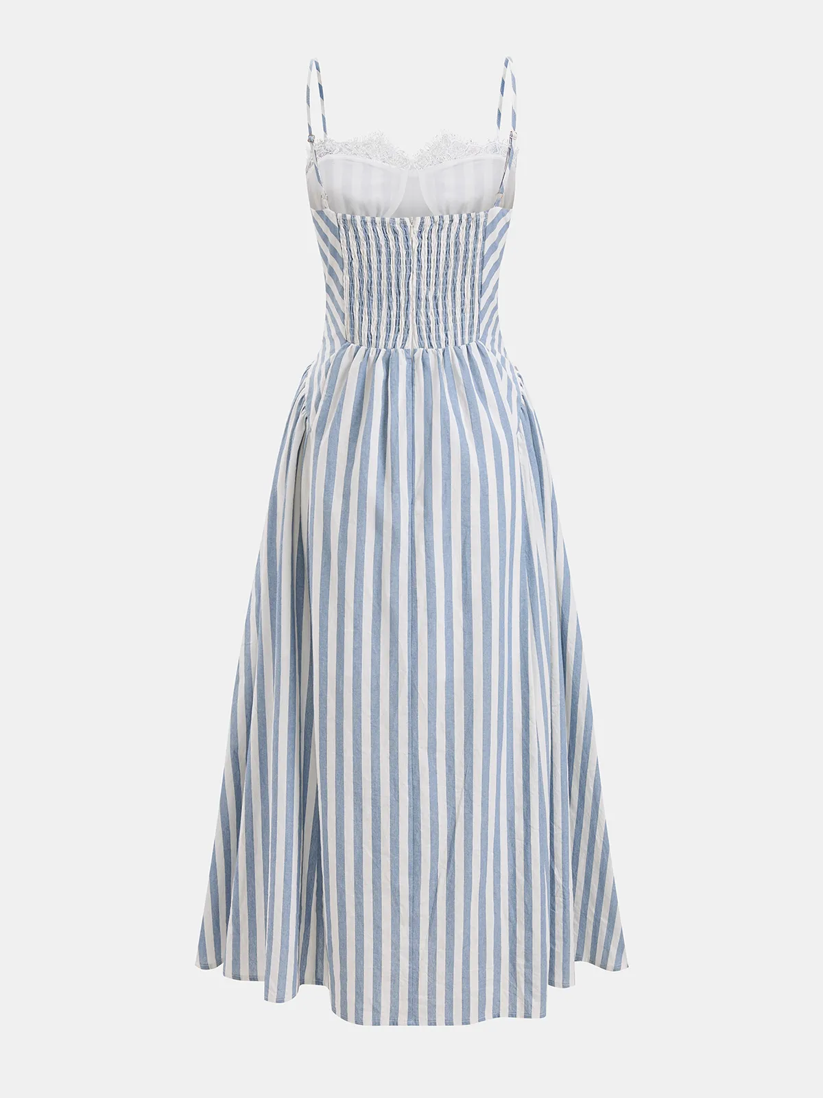 Lace Trim Striped Cotton Cami Maxi Dress sold by COMMENSE product image thumbnail 2