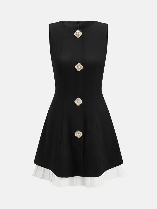 Contrast Hem Sleeveless Rhinestone Detail Dress made by COMMENSE