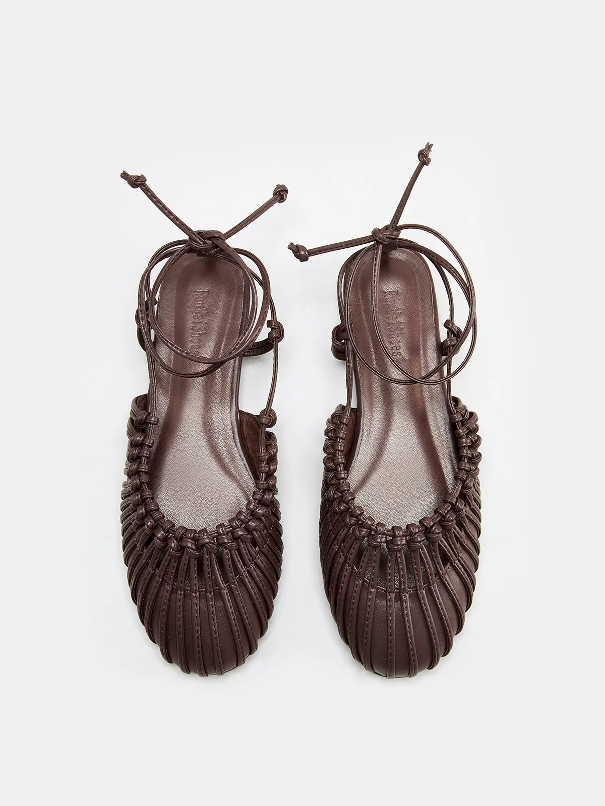 Leather Woven Lace-Up Flat Sandals sold by COMMENSE product image thumbnail 2