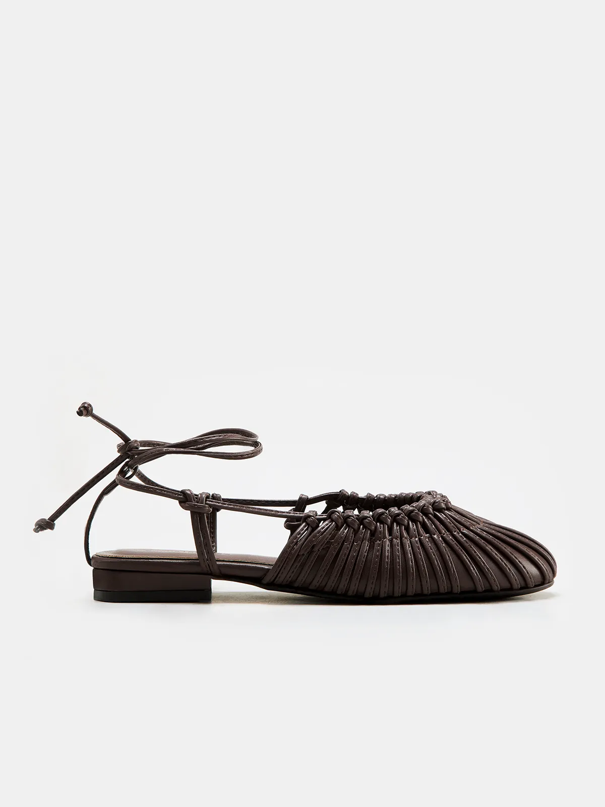 Leather Woven Lace-Up Flat Sandals sold by COMMENSE product image thumbnail 3