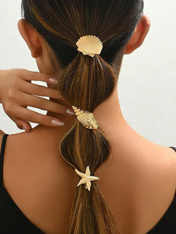 3 Pcs Shell Conch Starfish Hair Clips made by COMMENSE