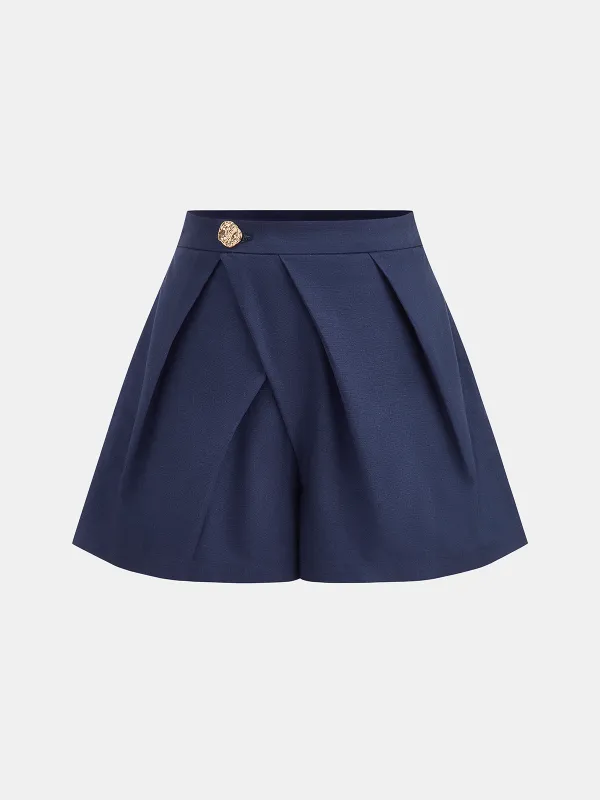 Embossed Button Pleated Skort made by COMMENSE