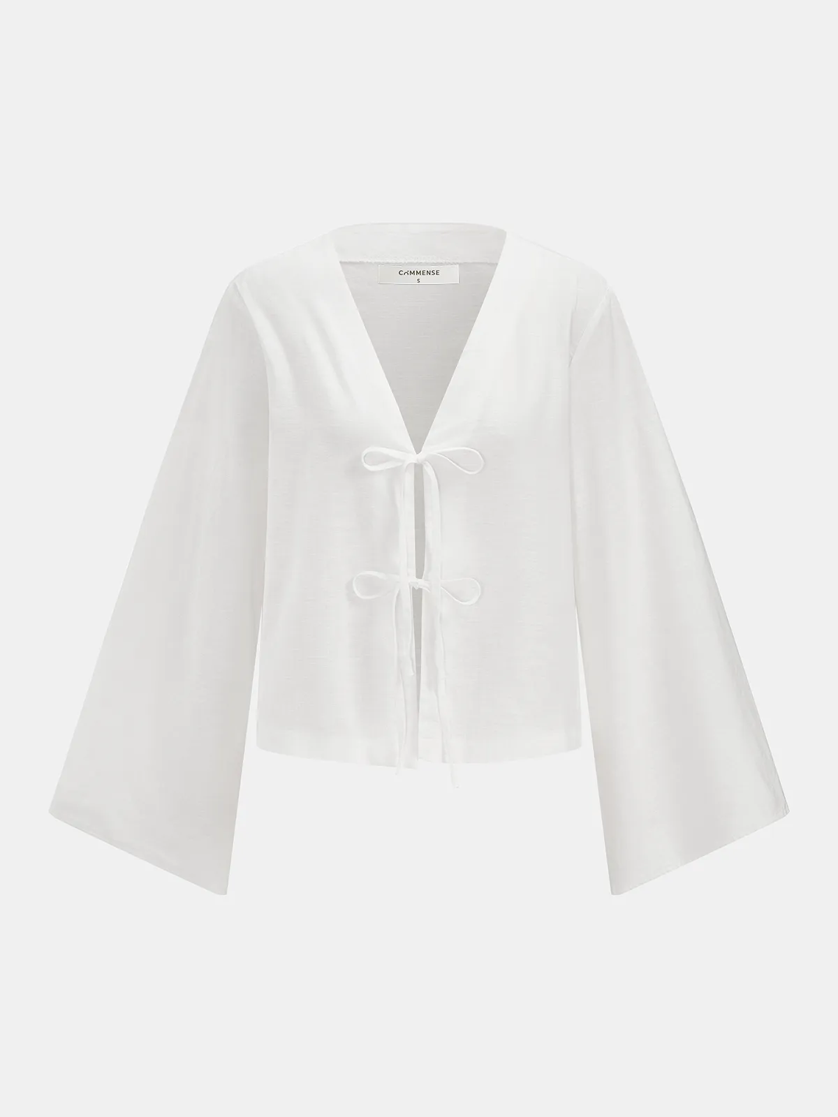 Cotton Tie-Front Blouse & Ruffled Shorts Set sold by COMMENSE product image thumbnail 3
