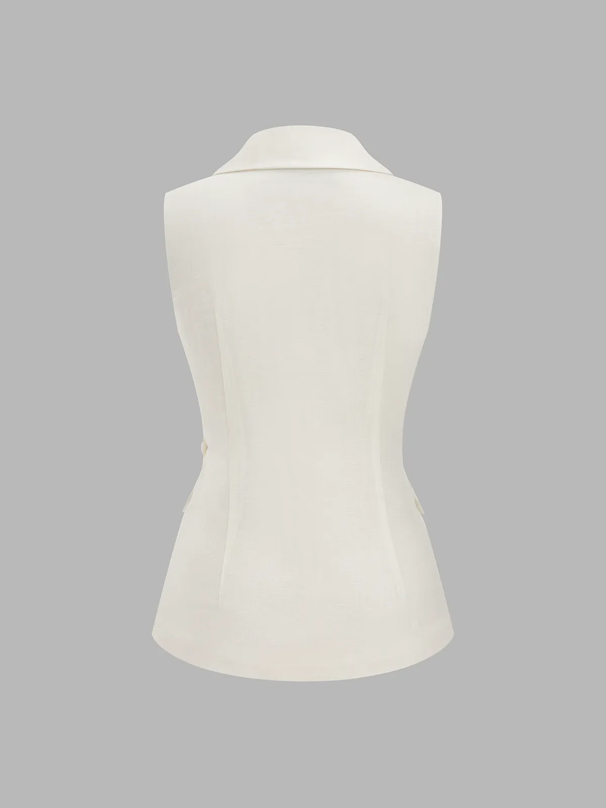 Metal Buckle Linen Blend Sleeveless Blazer Vest sold by COMMENSE product image thumbnail 3