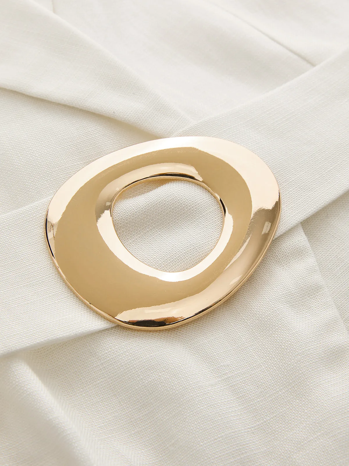 Metal Buckle Linen Blend Sleeveless Blazer Vest sold by COMMENSE product image thumbnail 5