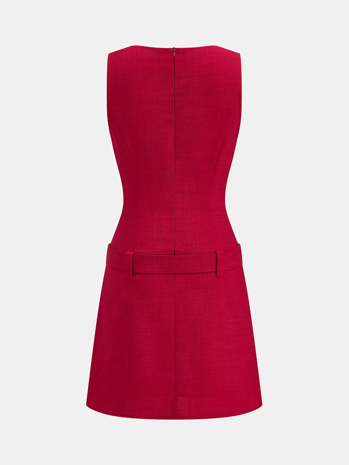 Belted V-Neck Sleeveless Mini Dress sold by COMMENSE product image thumbnail 2