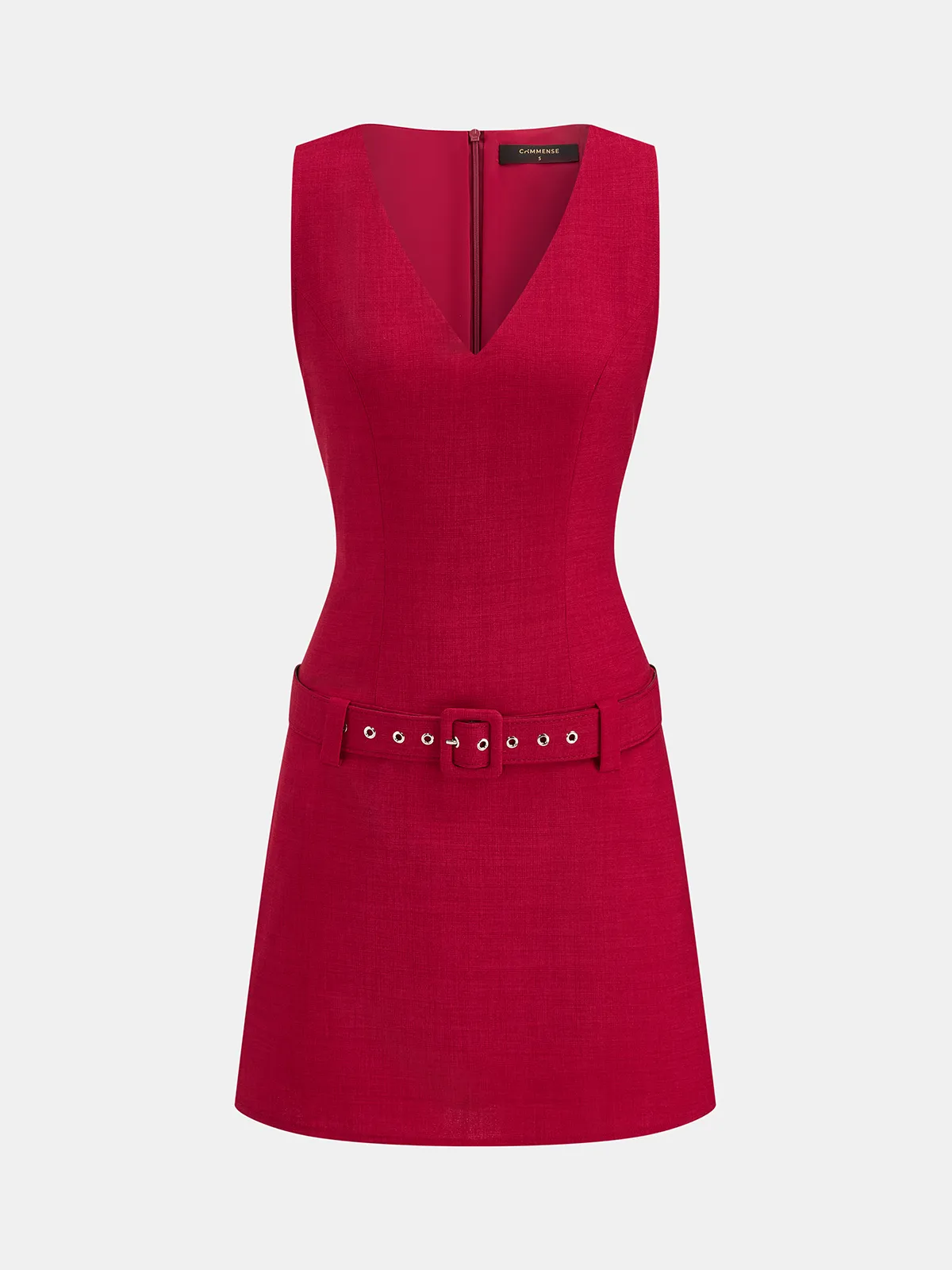 Belted V-Neck Sleeveless Mini Dress sold by COMMENSE
