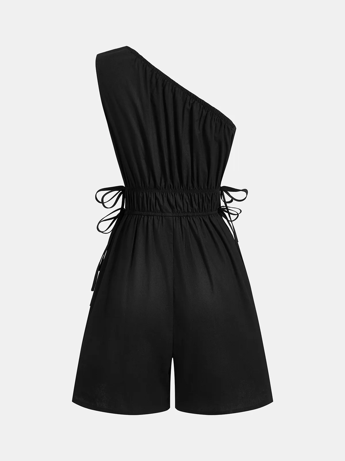 One-Shoulder Cotton Tie-Side Smocked Romper sold by COMMENSE product image thumbnail 2