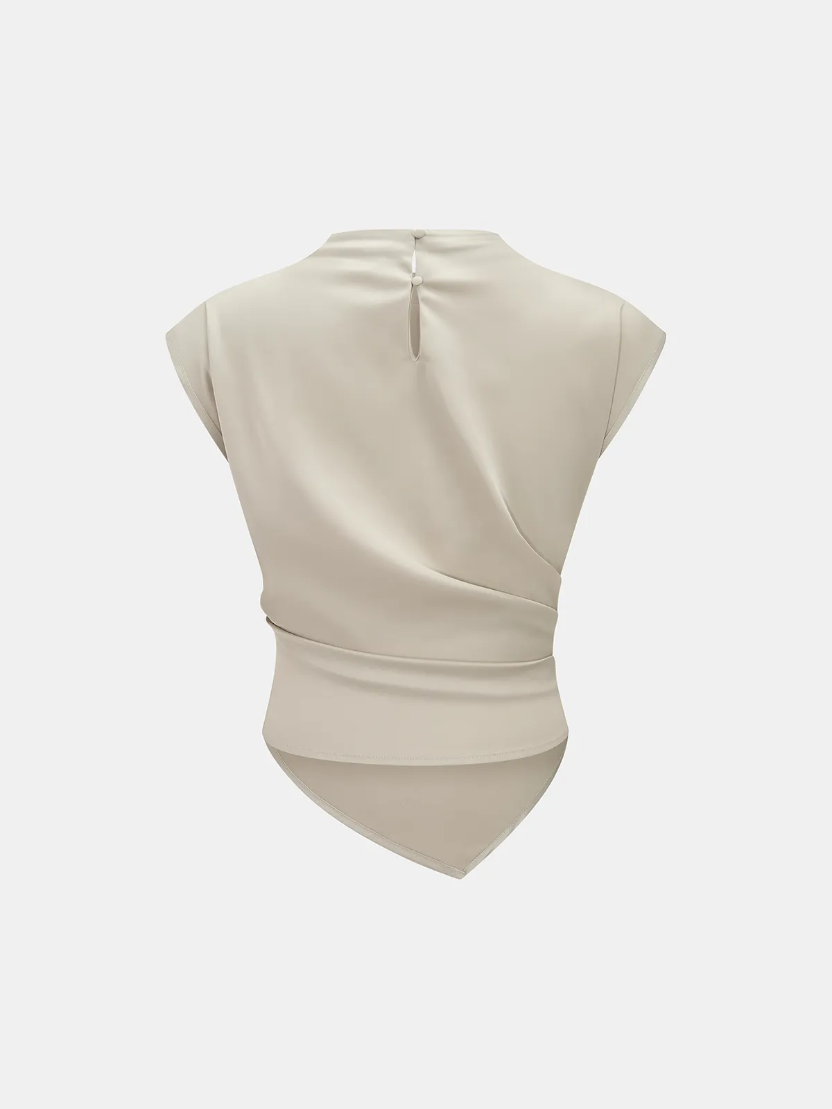 Asymmetrical Draped Ruched Satin Blouse sold by COMMENSE product image thumbnail 2