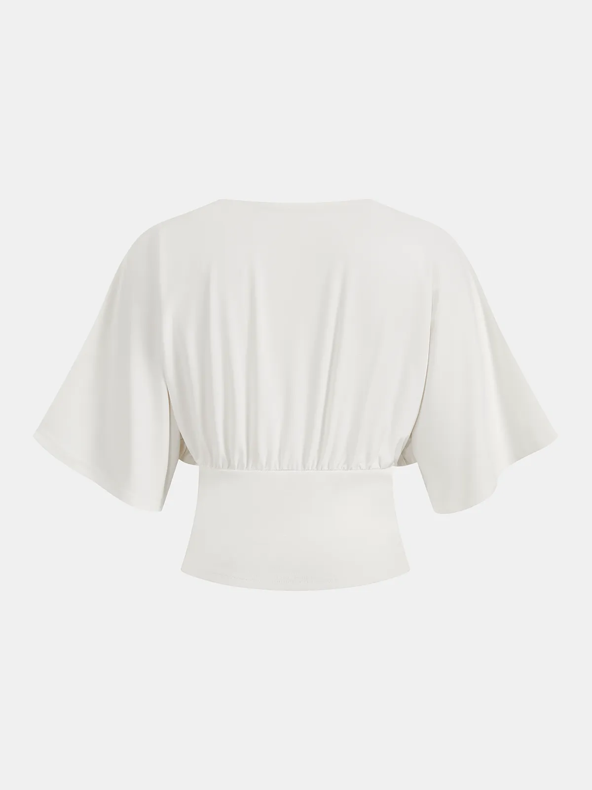 V-Neck Twist Front Batwing Sleeve Fitted Top sold by COMMENSE product image thumbnail 2