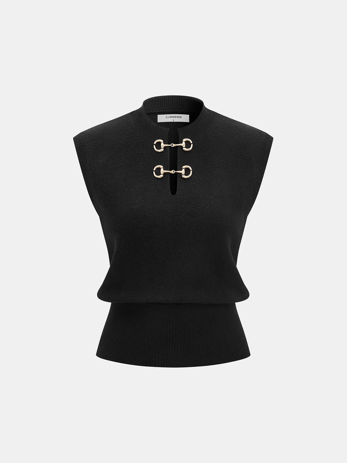 Horsebit Detail Sleeveless Knit Top sold by COMMENSE