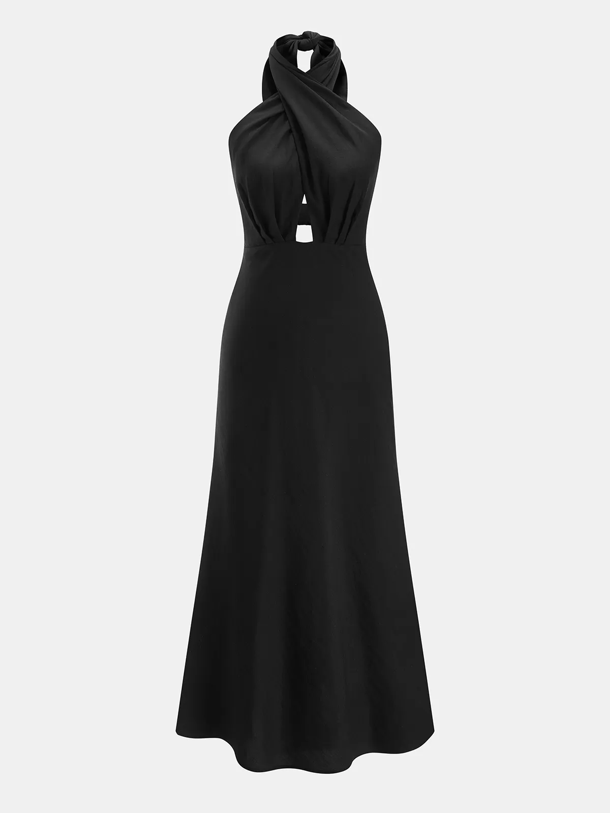 Cotton Linen Halter Neck Cut-Out Maxi Dress sold by COMMENSE product image thumbnail 2