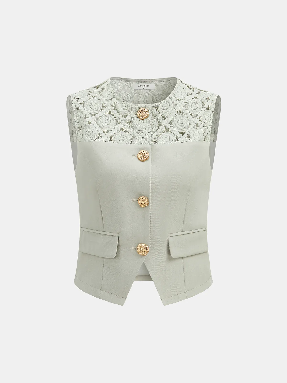 Lace Spliced Vest & Wide Leg Pants Set sold by COMMENSE product image thumbnail 2