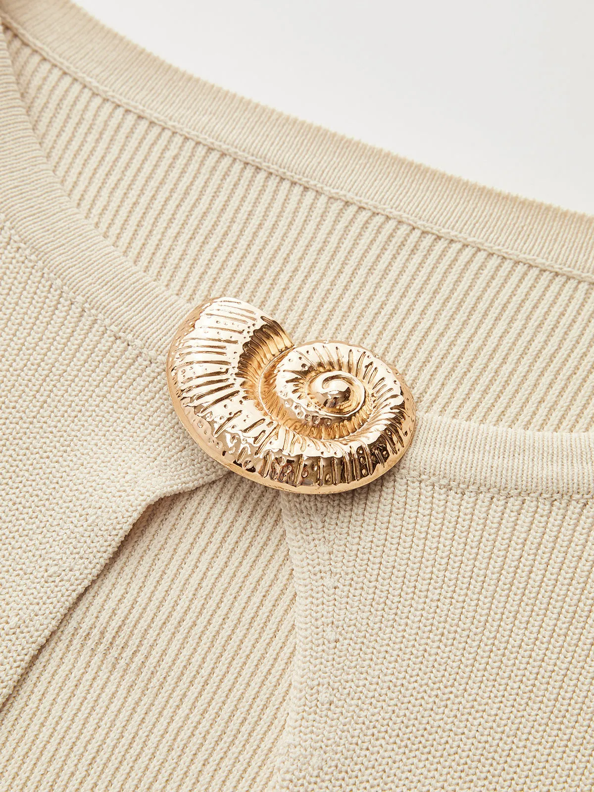 Keyhole Flared Sleeve Conch Detail Knit Dress sold by COMMENSE product image thumbnail 4