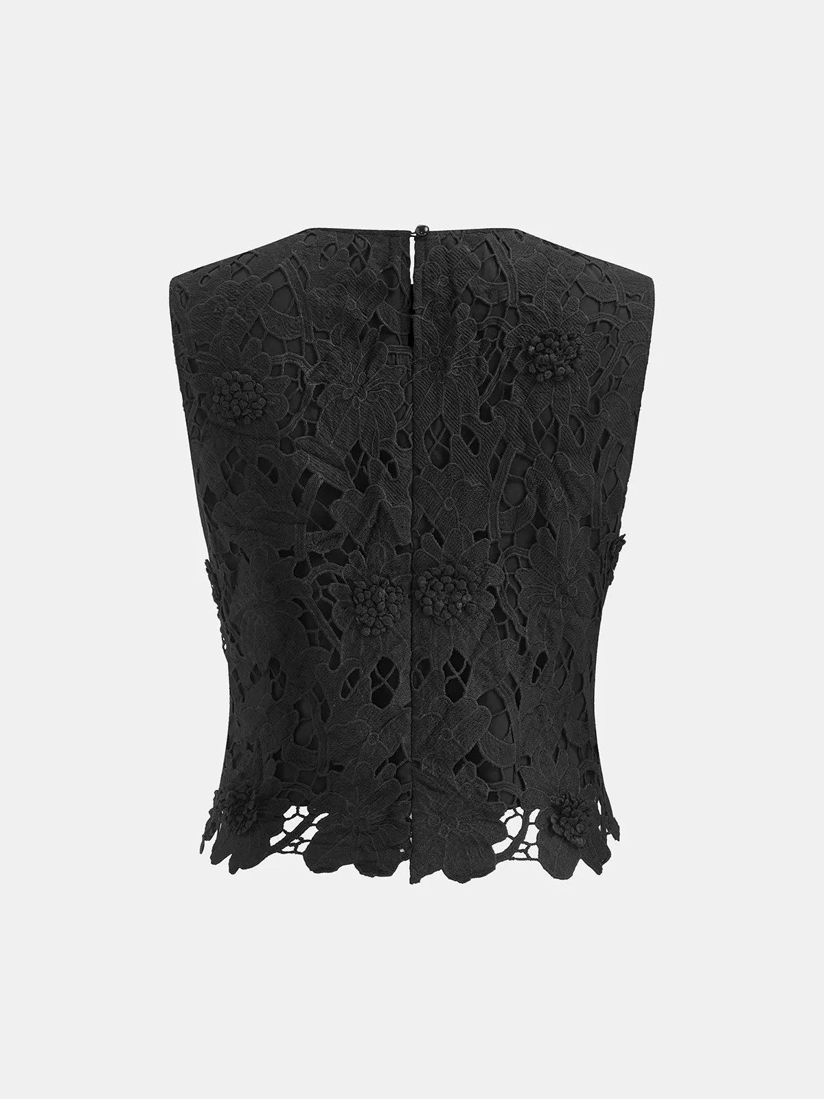 3D Floral Lace Sleeveless Crop Top sold by COMMENSE product image thumbnail 2