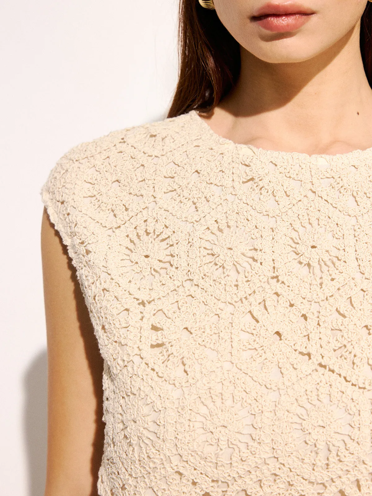 Crochet Sleeveless Crop Top & Pants Set sold by COMMENSE product image thumbnail 4