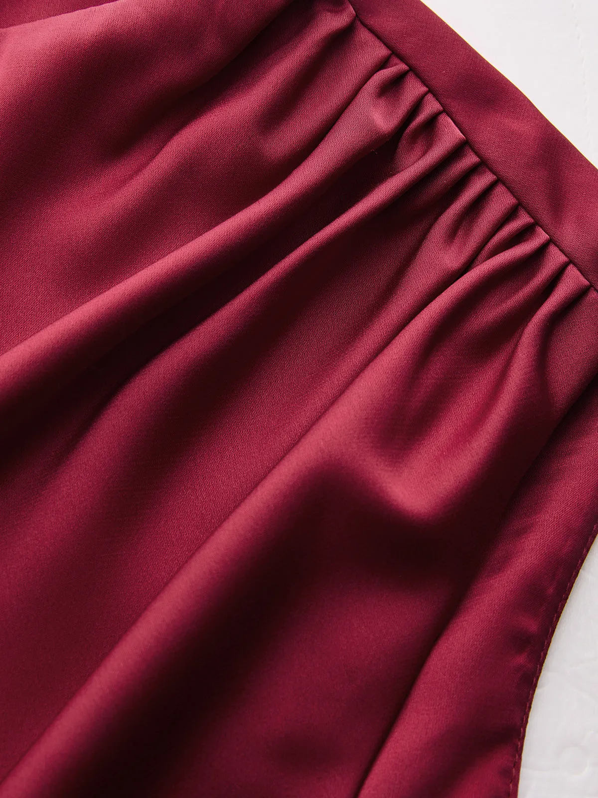 Ruched Asymmetrical Satin Tank Top sold by COMMENSE product image thumbnail 4