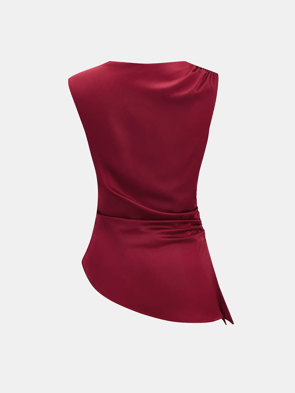 Ruched Asymmetrical Satin Tank Top sold by COMMENSE product image thumbnail 2