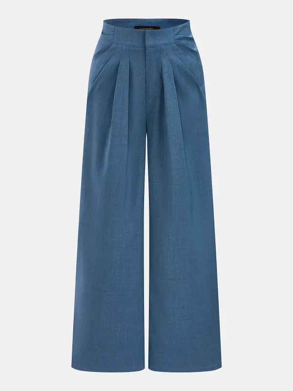 Casual Pleated Wide Leg Pants made by COMMENSE