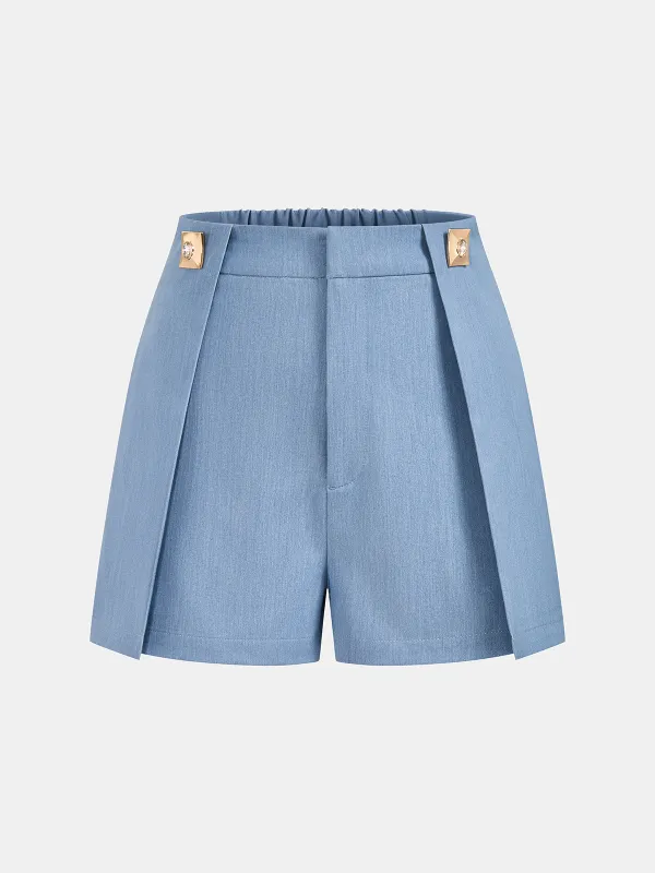 Mid-Waist Embellished Casual Shorts made by COMMENSE
