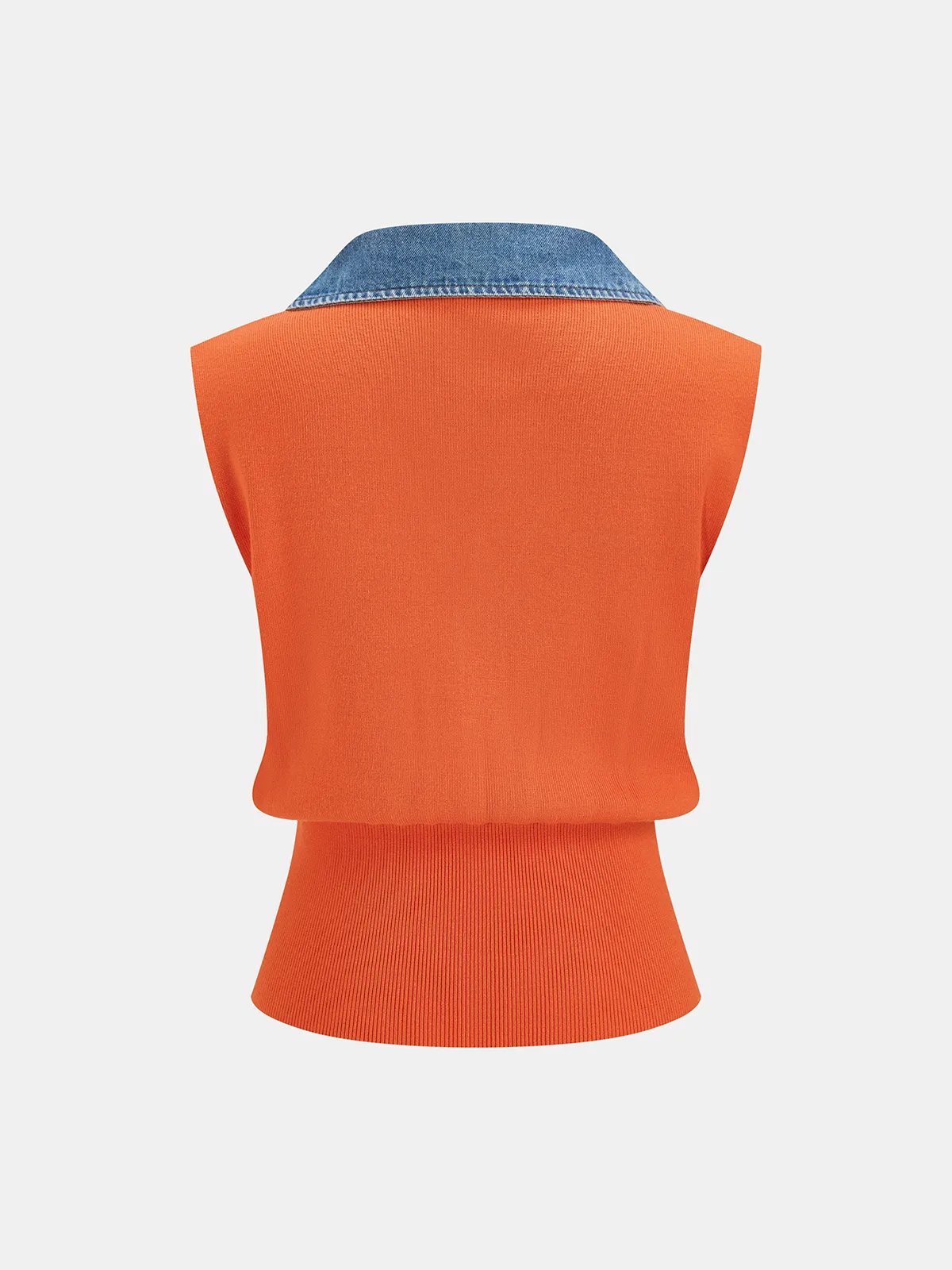 Denim Collar Metal Button Sleeveless Knit Vest sold by COMMENSE product image thumbnail 2