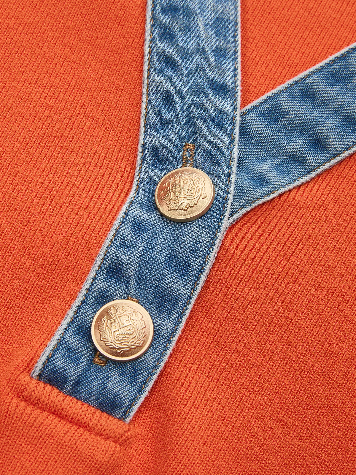 Denim Collar Metal Button Sleeveless Knit Vest sold by COMMENSE product image thumbnail 4