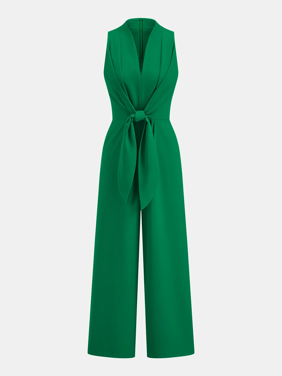 Sleeveless V-Neck Tie Waist Wide-Leg Jumpsuit sold by COMMENSE
