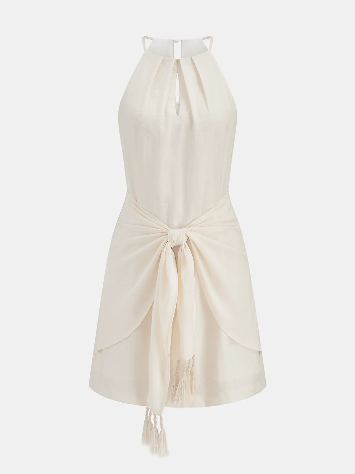 Halter Neck Tassel Knotted Mini Dress sold by COMMENSE product image thumbnail 2