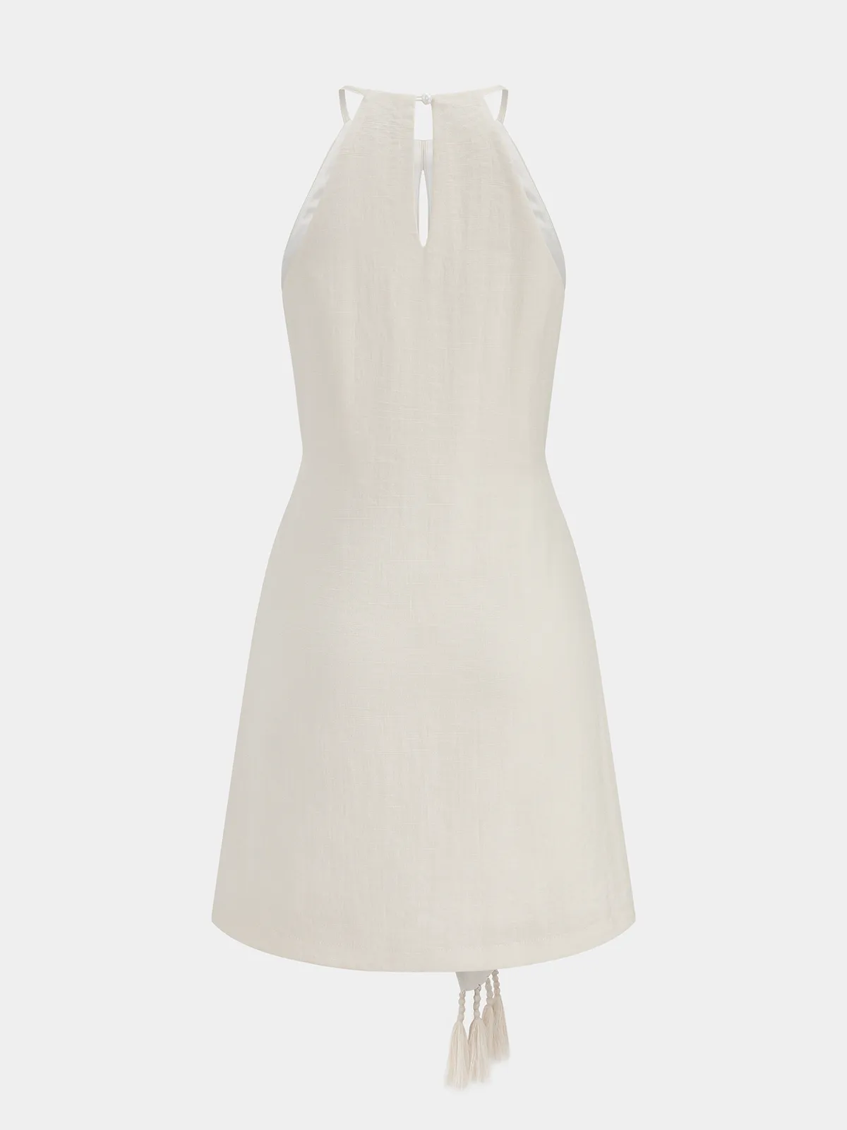 Halter Neck Tassel Knotted Mini Dress sold by COMMENSE product image thumbnail 3