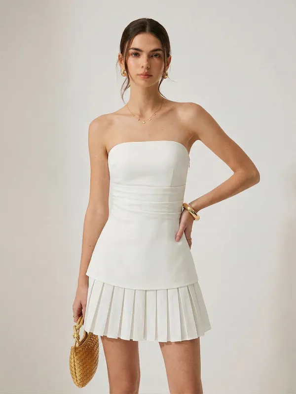 Strapless Anti-slip Pleated Mini Dress made by COMMENSE